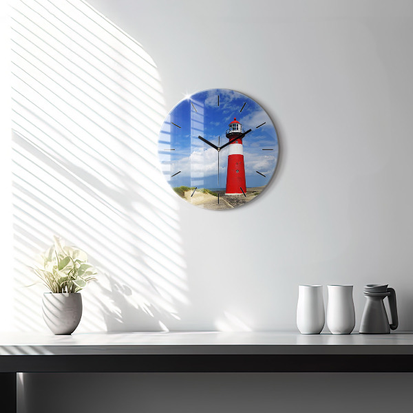 Wanduhr glas rund Leuchtturm