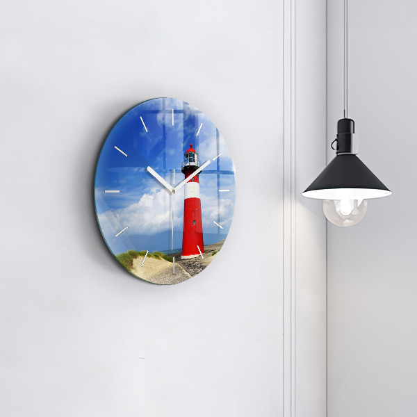 Wanduhr glas rund Leuchtturm