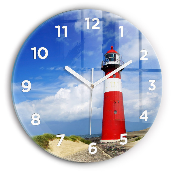 Wanduhr glas rund Leuchtturm