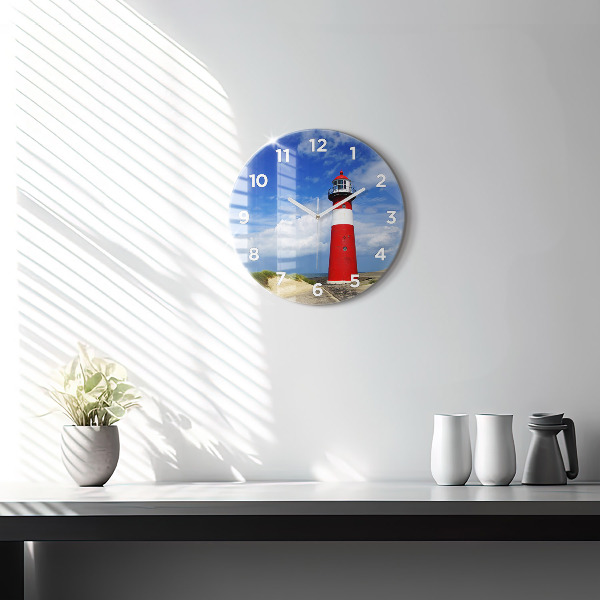 Wanduhr glas rund Leuchtturm