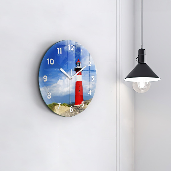 Wanduhr glas rund Leuchtturm