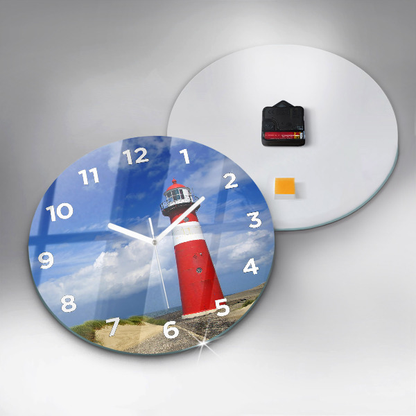 Wanduhr glas rund Leuchtturm