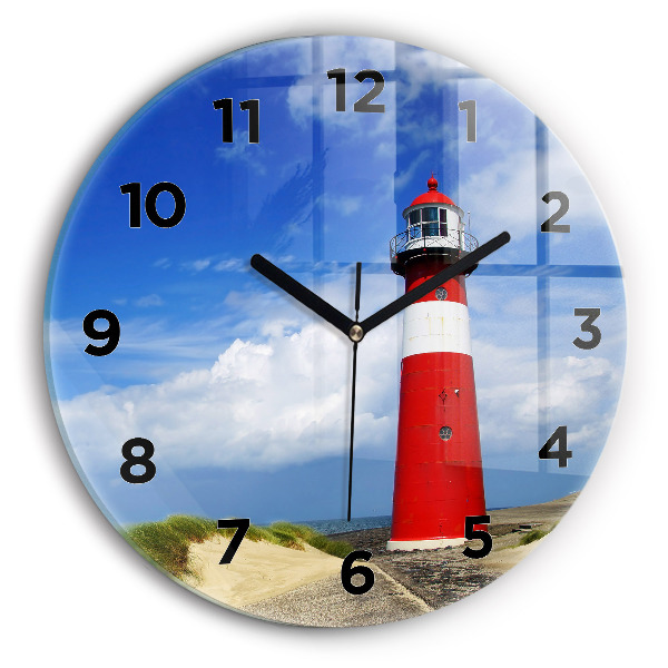 Wanduhr glas rund Leuchtturm