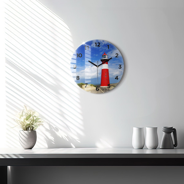 Wanduhr glas rund Leuchtturm