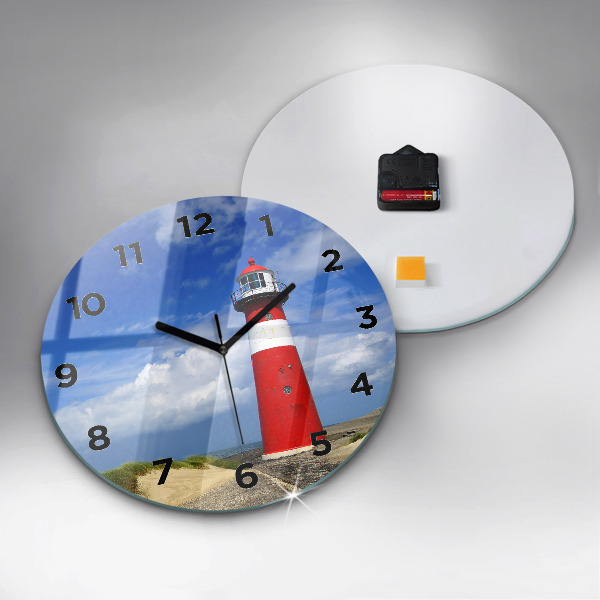 Wanduhr glas rund Leuchtturm