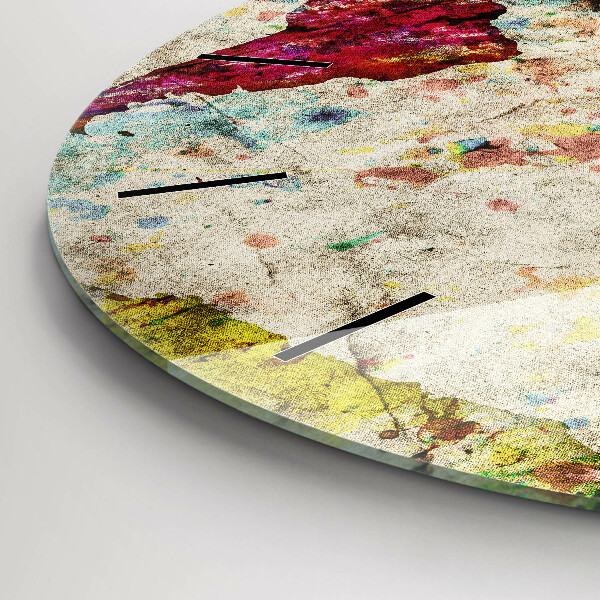 Wanduhr rund Farbige Weltkarte