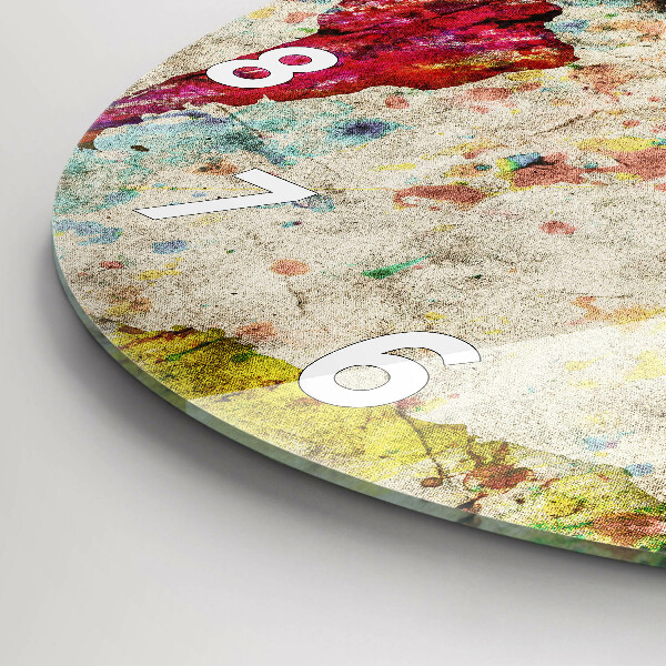 Wanduhr rund Farbige Weltkarte