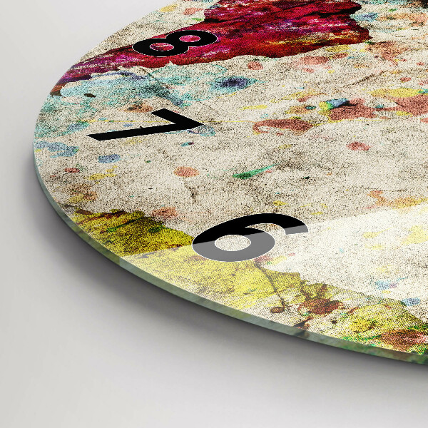 Wanduhr rund Farbige Weltkarte