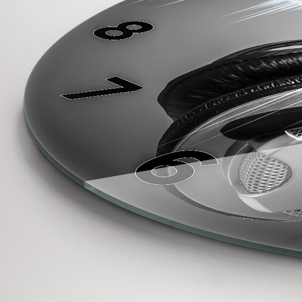 Wanduhr glas rund Mikrofon und Kopfhörer