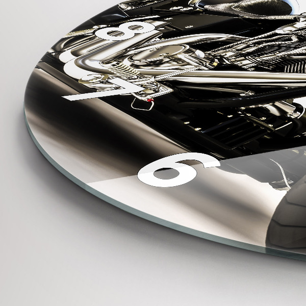 Wanduhr glas rund Schwarzes Motorrad