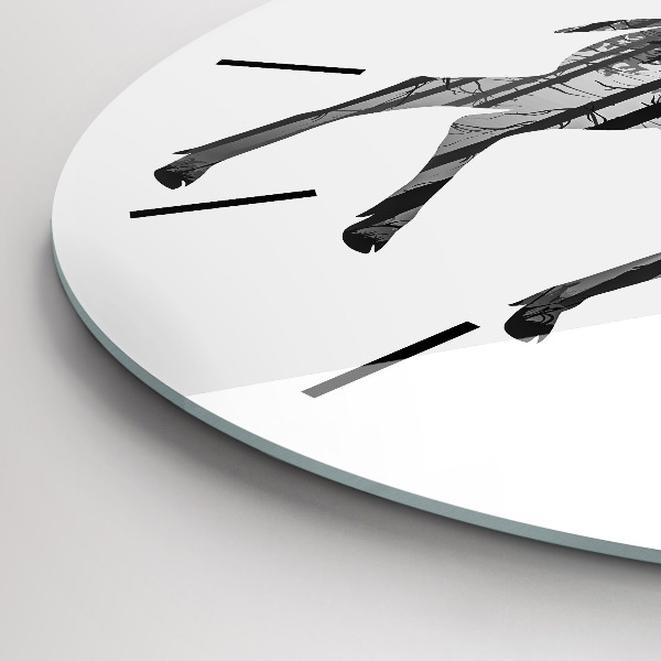 Wanduhr rund Silhouette eines Rehs Wald