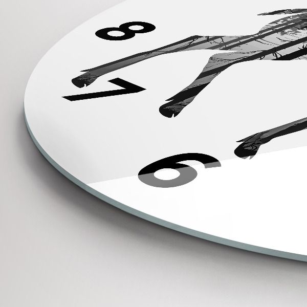 Wanduhr rund Silhouette eines Rehs Wald
