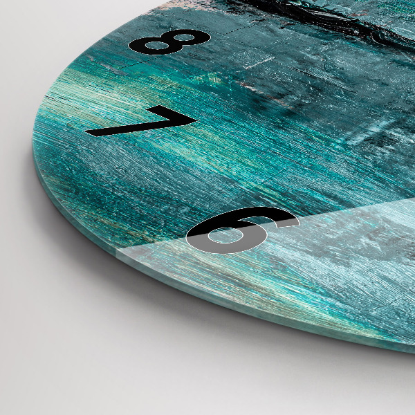 Wanduhr glas rund Öltextur abstrakt