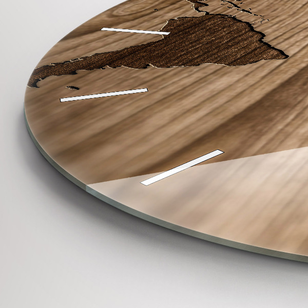 Wanduhr rund Weltkarte auf Holz