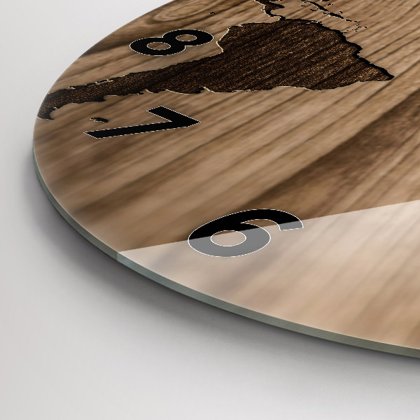 Wanduhr rund Weltkarte auf Holz