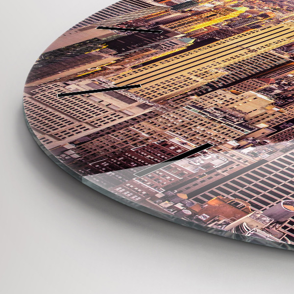 Wanduhr rund mit motiv Sonnenuntergang New York