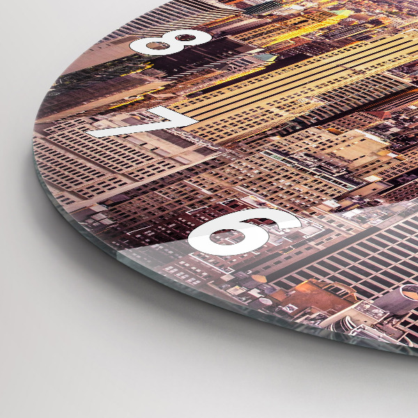 Wanduhr rund mit motiv Sonnenuntergang New York