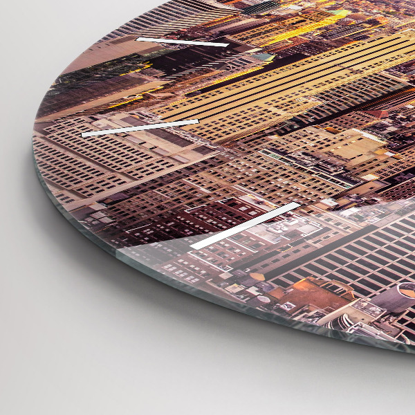 Wanduhr rund mit motiv Sonnenuntergang New York