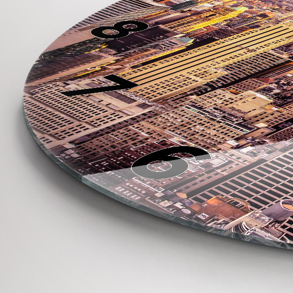 Wanduhr rund mit motiv Sonnenuntergang New York