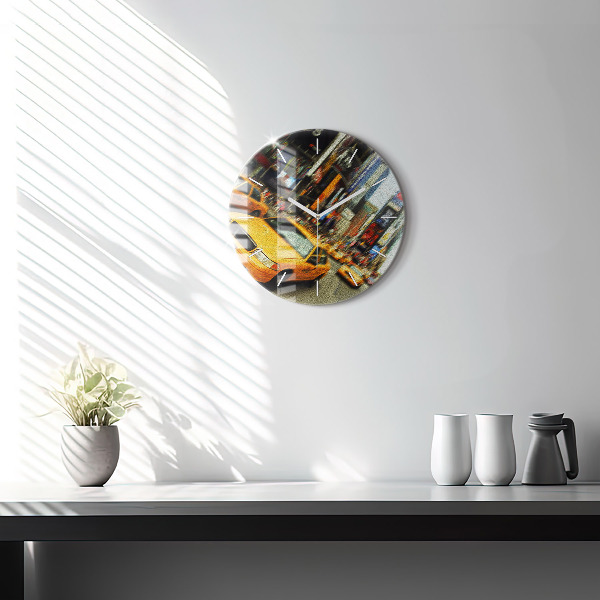 Wanduhr rund mit motiv New York City Taxis