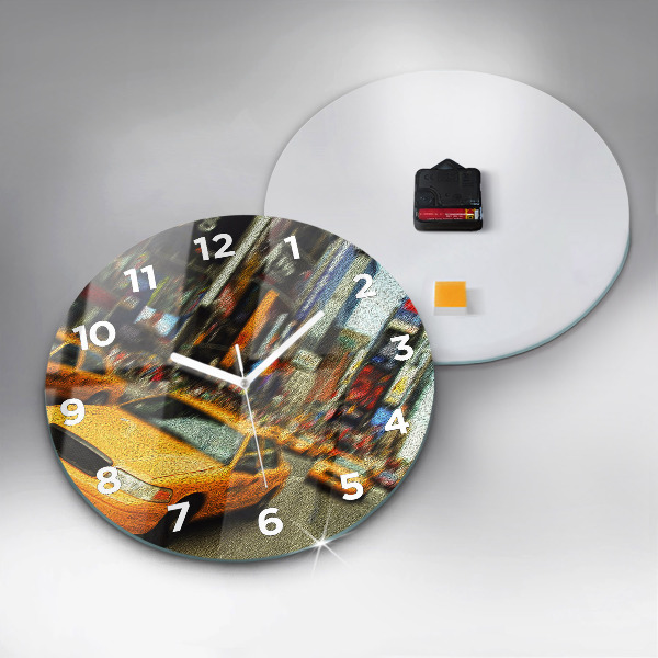 Wanduhr rund mit motiv New York City Taxis