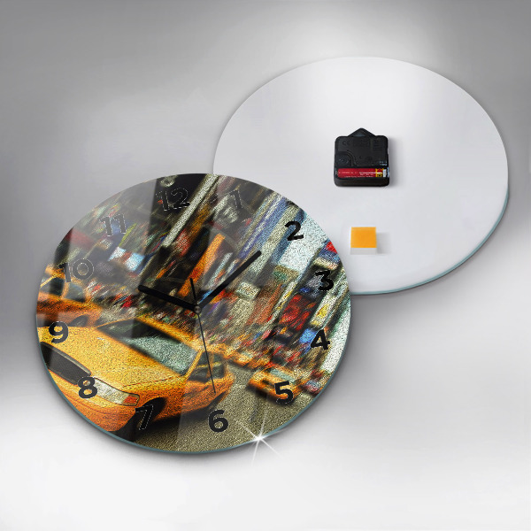 Wanduhr rund mit motiv New York City Taxis