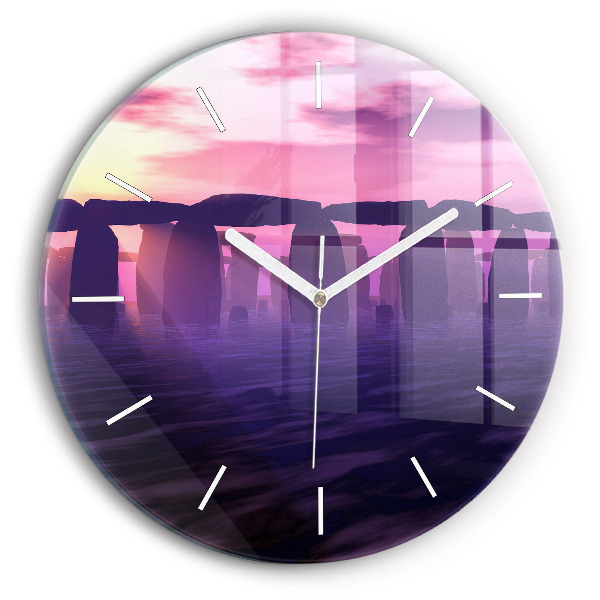 Wanduhr rund Sonnenuntergang bei Stonehenge