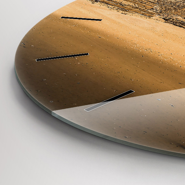 Wanduhr rund Pyramiden und Sonnenuntergang