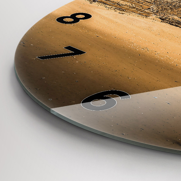 Wanduhr rund Pyramiden und Sonnenuntergang