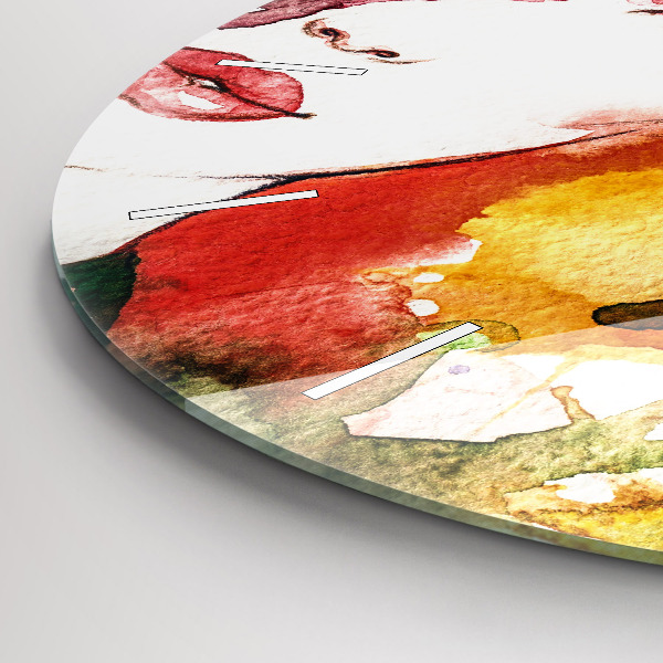 Wanduhr glas rund Buntes Porträt einer Frau