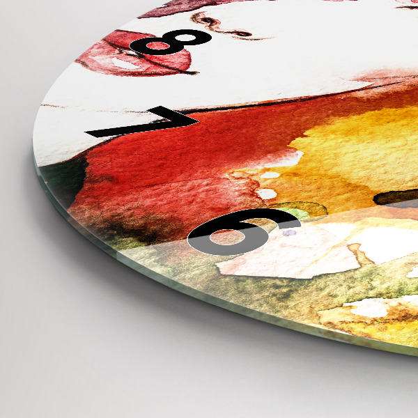 Wanduhr glas rund Buntes Porträt einer Frau