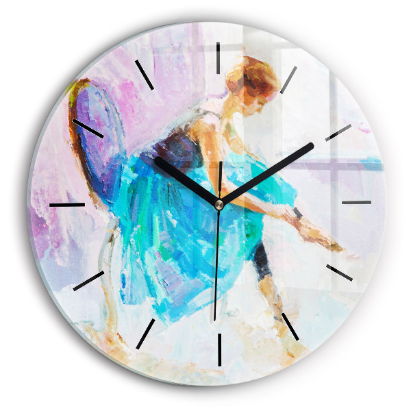 Wanduhr glas rund Vorbereitung einer Ballerina
