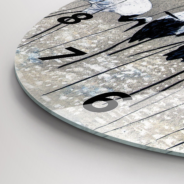 Wanduhr glas rund Kraniche im Schilf