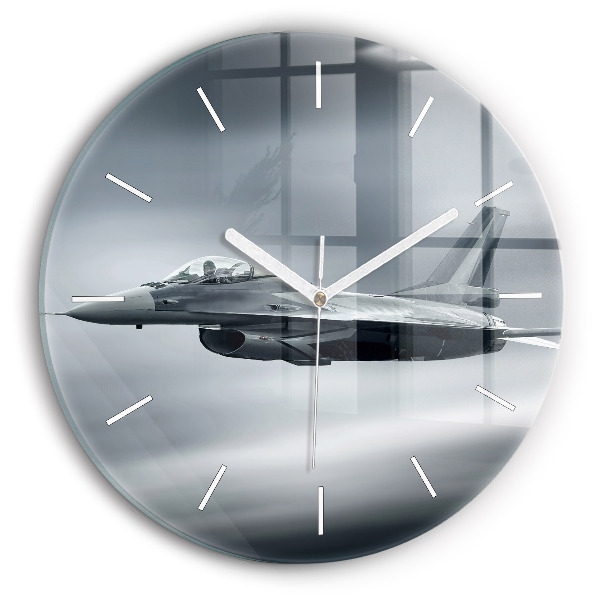 Wanduhr rund mit motiv Militärflugzeug im Flug