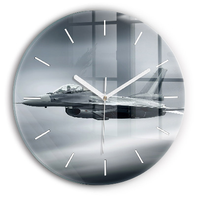 Wanduhr rund mit motiv Militärflugzeug im Flug