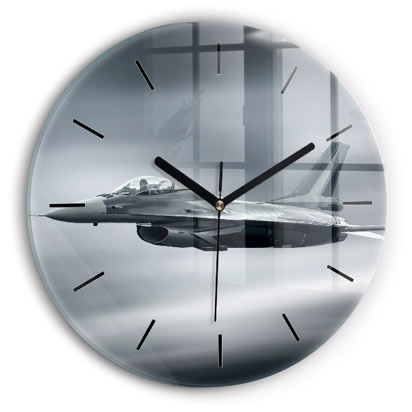 Wanduhr rund mit motiv Militärflugzeug im Flug
