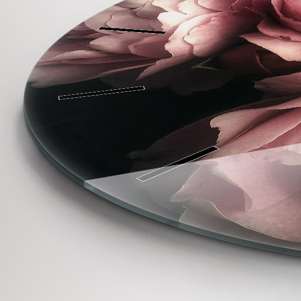 Wanduhr glas rund Blumenstrauß aus rosa Rosen