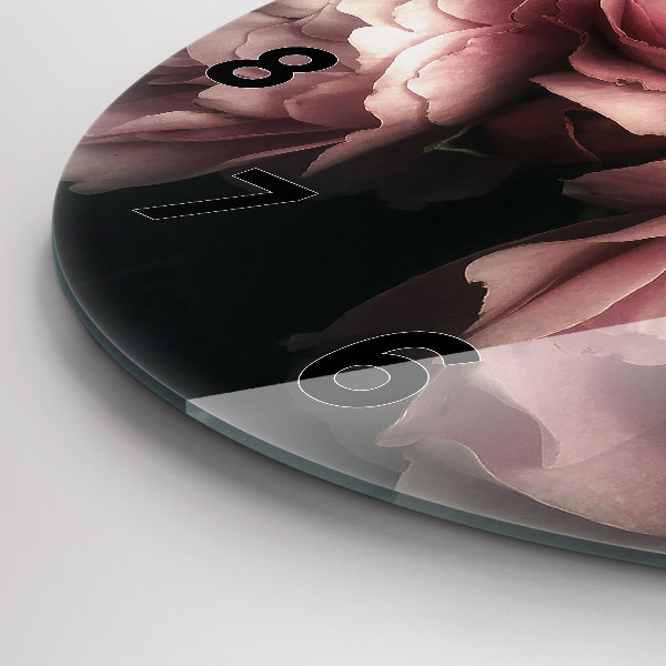 Wanduhr glas rund Blumenstrauß aus rosa Rosen