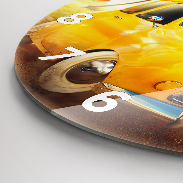 Wanduhr glas rund Auto mit Surfbrett