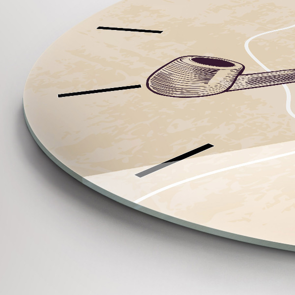 Wanduhr glas rund Mann mit Pfeife