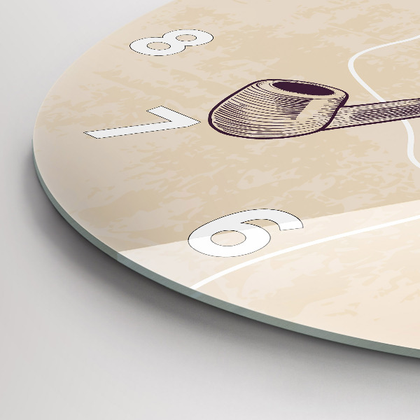 Wanduhr glas rund Mann mit Pfeife