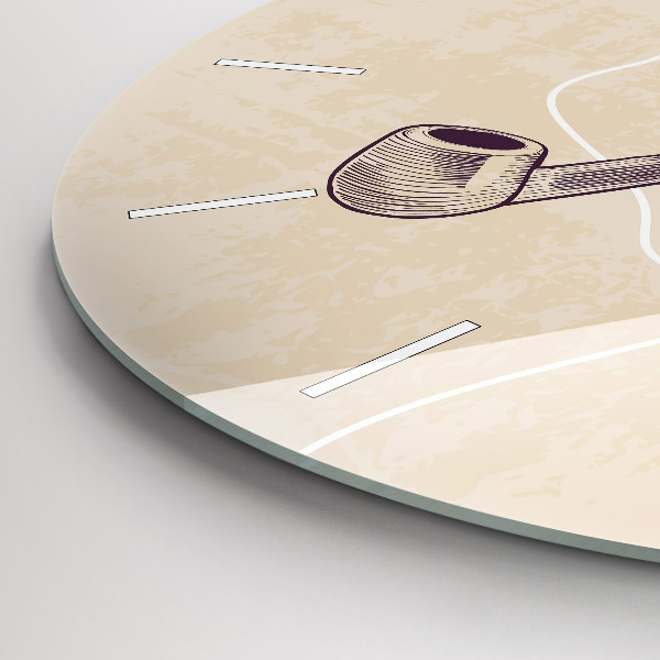 Wanduhr glas rund Mann mit Pfeife