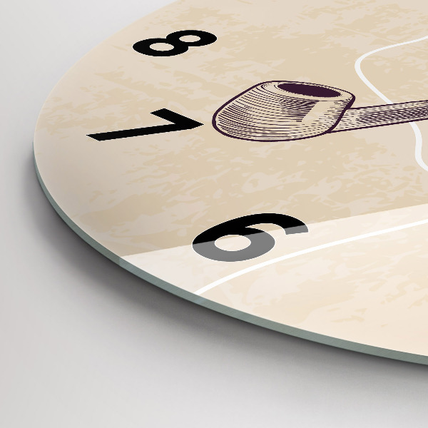 Wanduhr glas rund Mann mit Pfeife