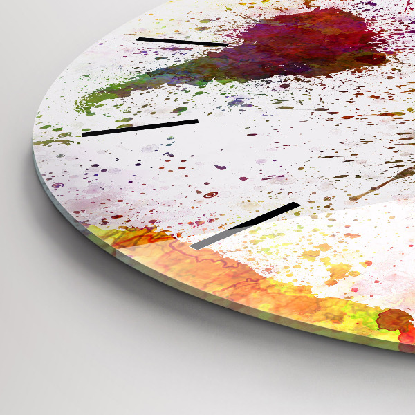 Wanduhr glas rund Aquarellierte Weltkarte