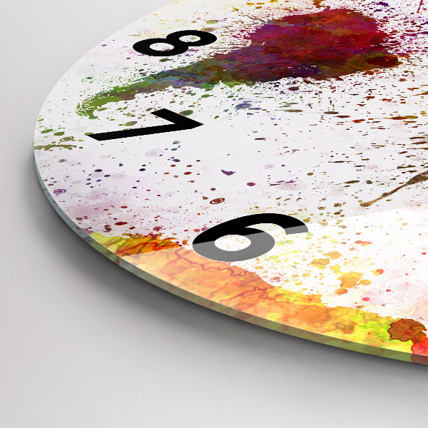 Wanduhr glas rund Aquarellierte Weltkarte