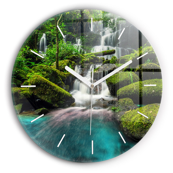 Wanduhr rund mit motiv Wasserfall Thailand