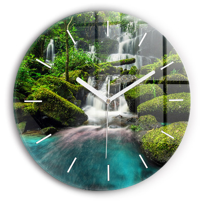 Wanduhr rund mit motiv Wasserfall Thailand