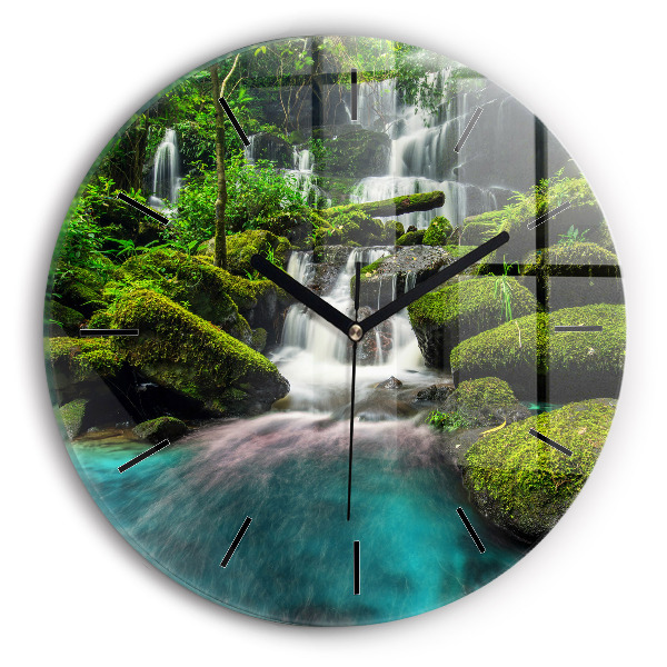 Wanduhr rund mit motiv Wasserfall Thailand
