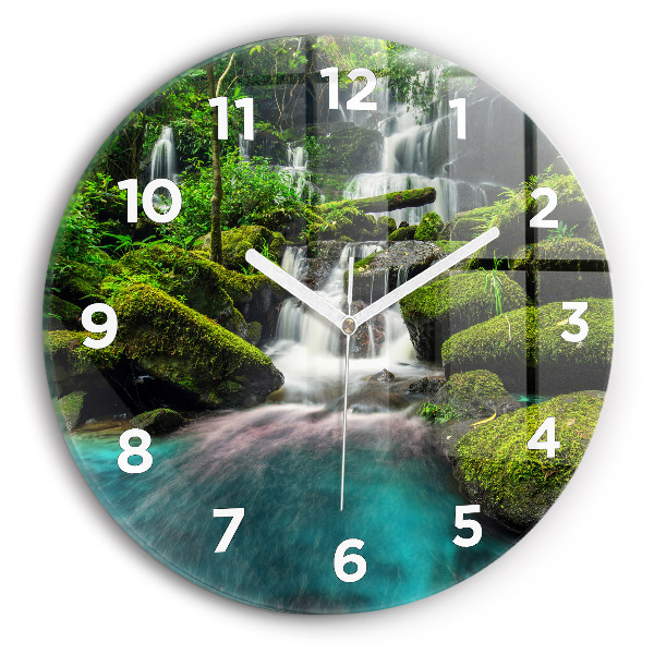 Wanduhr rund mit motiv Wasserfall Thailand