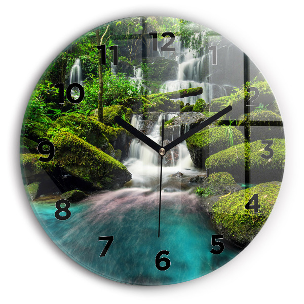 Wanduhr rund mit motiv Wasserfall Thailand